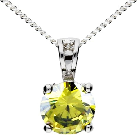 Löb 925 Silber Halskette Zirkonia Stein Anhänger Kette Peridot Grün 45cm Damen Steinchen Strass Glitzer Solitär Diamant Rund Tropfen Tropfenanhänger