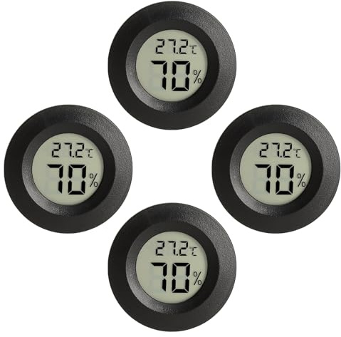 4 pcs Termometro Igrometro Mini Termometro Digitale Igrometro Umidità Casa | Misuratore Temperatura Umidità, per Interno Terrario, Rettili Cantina Serra