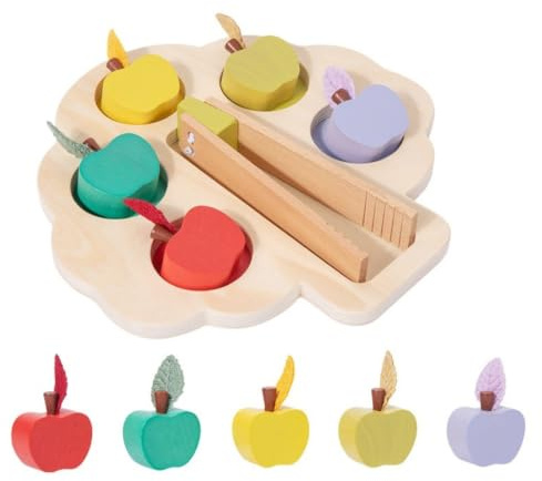 Gralara Arbre Trie Bois Sensoriel Jeu Tri avec Pince Sûr Jouet pour Bébés