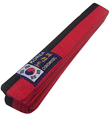 Budogürtel Korea TKD Gürtel schwarz-rot halb/halb (240)