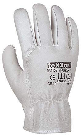 (12 Paar) teXXor Handschuhe TOP Rindnappaleder-Handschuhe Fahrer 12 x Natur 10