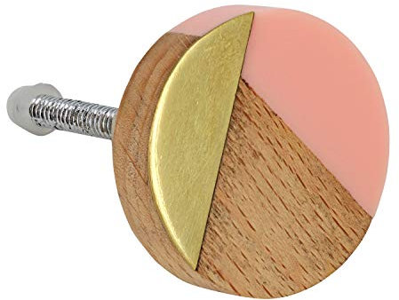 G Decor Three Tone Wood, Resin and Gold Pull Handles and Knobs (Pink)