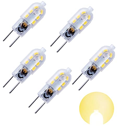 Lot de 5 ampoules LED G6.35 3W AC/DC 12V Blanc chaud 3000K GY6.35 YW Ampoule à 360 degrés Culot à broches comme ampoule de 30W pour lampe de bureau Éclairage de paysage (5 pièces, non dimmable)