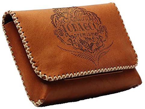 Portatabacco Bleeps® In Vera Pelle Conciata Al Vegetale Made in Italy Borsello Porta Tabacco Cartine E Filtri E Accendino Fatto a Mano Vintage Astuccio Cuoio Molto Capiente 30 e 40 Gr