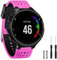TopPerfekt Bande Compatible avec Garmin Forerunner 235, Bracelet Montre de Remplacement en Silicone Souple pour 220/230/235/620/630/735XT/235 Lite Montre Intelligente pour Femmes Hommes (Rose/Noir)