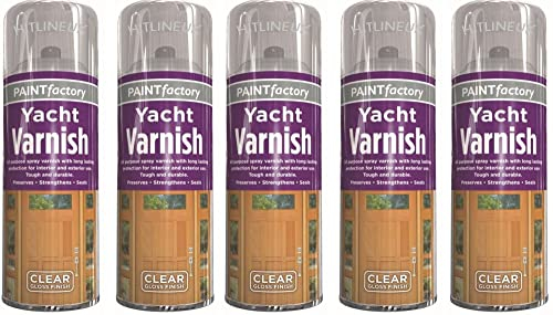5 x All Purpose Yacht Varnish 400ML - Professional Gloss Finish Spray Wood Color Paint