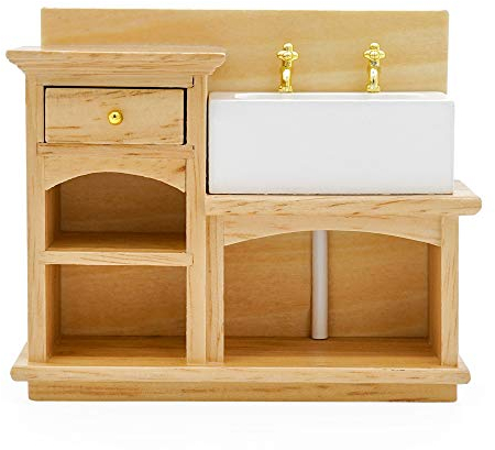 Odoria 1/12 Miniatur Waschbecken Küchenspüle Puppenhaus Möbel Zubehör