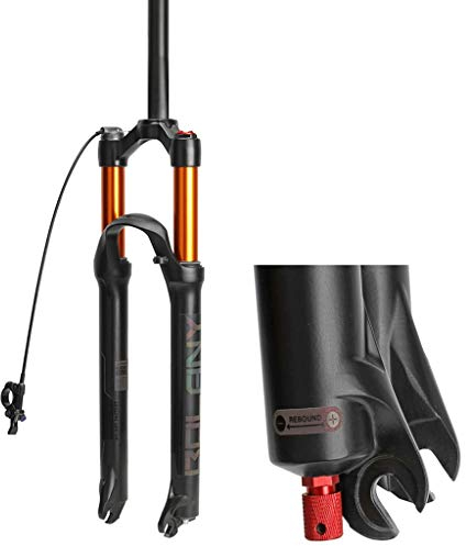 MZP Fahrrad Luftfedergabel 26 27.5 29 In MTB Straight 1-1/8 Federweg 120mm Scheibenbremse RL/HL QR 9mm Fahrradgabel Dämpfungsanpassung (Color : B- Gold, Size : 27.5in)