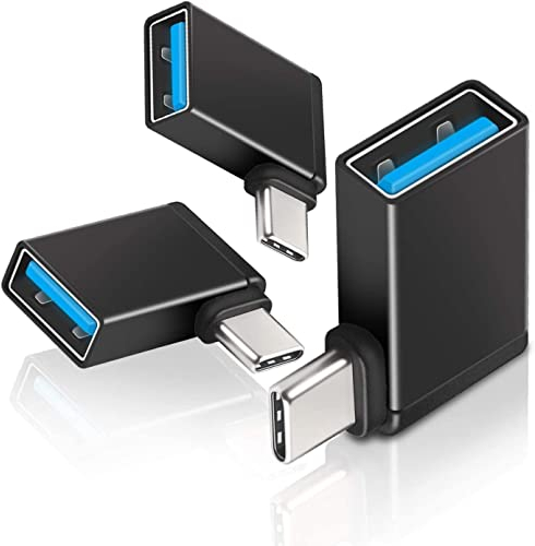 UseBean USBC auf USB Adapter 90 Grad (3 Stück), Winkel USBC auf USB 3.0, Winkelstecker Thunderbolt 3/4 zu USBA Buchse, Typ C OTG für iPhone 16 15, Galaxy S25/S24/S23, iPad MacBook Pro