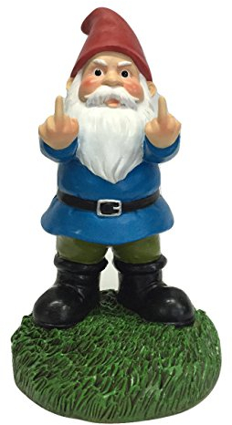 Gnometastic Nain de jardin original avec doigt d'honneur - 21,5 cm - Décoration originale pour jardin, terrasse et pelouse