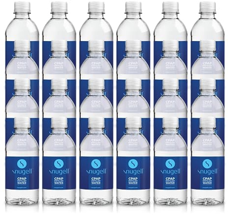 Snugell Destilliertes Wasser für CPAP-Luftbefeuchter | 24 Flaschenpackung 12 Unzen H20 | Reisefreundlich | 12 Unzen H2O | Hergestellt in den USA |