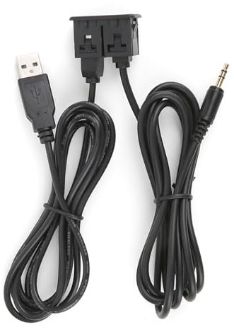 Cable Auxiliar De 3.5 Mm con Puerto USB para Coches Y Barcos Montaje Flush En Tablero Transferencia Rápida De Datos Y Carga Fácil Instalación .45 Metros De Longitud