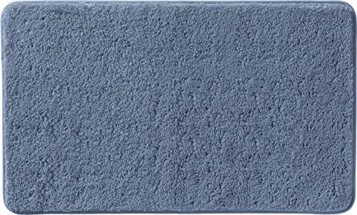 Erwin Müller Badematte, Badteppich, Badvorleger Rhodos Uni rutschhemmend blau Größe 70x120 cm - ultraweich, extrem saugfähig, flusenarm
