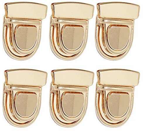 Nifocc Metall Mappenschloss Steckschloss Geldbörse Push Lock Set DIY Lock Zubehör für Leder Tasche Portemonnaie - Gold 6 Stk