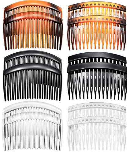 12 Pieces Women French Side Combs, Plastic Hair Combs Slides Twist Decorative for Girls Strong Hold Hair Clips Accessories for Bridal Wedding(16 and 23 Teeth)