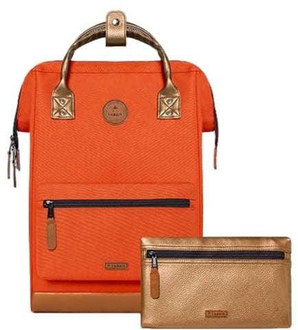 CABAIA - Sac à Dos Adventurer Bogota - Medium 18L - Déperlant - Compartiment Ordinateur Portable 13 - 2 Poches - Certifié Vegan - Sac Voyage, Affaires, École pour Homme et Femme - Orange
