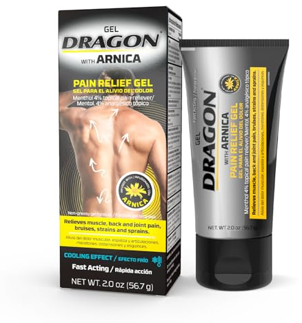 Dragon Pain Relief Gel with Arnica, Extra Strength Bruise Cream, Muscle Relaxer, Knee Pain Relief, Arnica Cream for Bruising, Shoulder & Foot Pain Relief, Hip & Ankle Sprain, Swollen Feet Relief, 2 oz