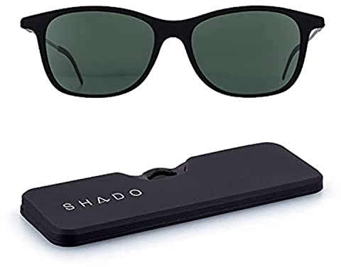 ThinOptics Shado Menlo Sonnenbrille - Polarisierende Sonnenbrille mit vollem UV-Schutz - Ultradünne, Leichte und Kompakte - Inklusive Magnetischem Etui das an Ihrem Handy Befestigt Werden Kann