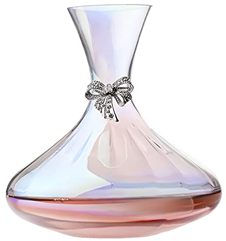 Carafes à décanter Carafe À Whisky Personnalisée,Bouteille De Vin en Verre De Cristal De Couleur,Carafe À Vin Domestique Créative,avec Nœud Serti De Diamants (Color : Rainbow Colors, Size : 2400ml)