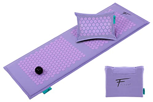 Fitem - XL Akupressurmatte mit Kissen - 100% natürliche Kokosfüllung - Massage - lindert Rücken und Nackenschmerzen - Ischias - Muskelentspannung - Entspannung und reduziert Schlaflosigkeit