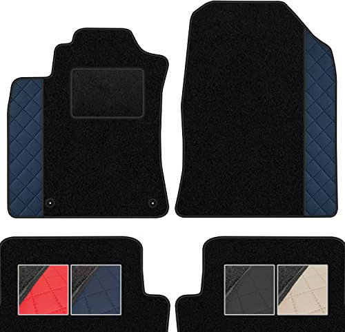 moto-MOLTICO Fußmatten Auto Velours Autoteppiche Schwarz Automatten Set 4-teilig - Auffälliges Design - passend für Kia Optima IV 2015-2020 (Blaues Muster)