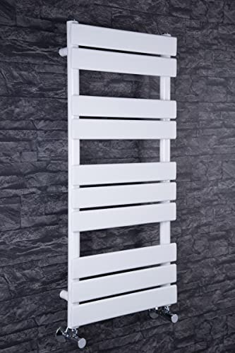 Warmehaus Flat Panel Heated Towel Rail Radiator Ladder Rad 1000 x 450mm Bathroom Central Heating White