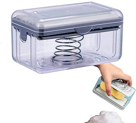 ZHome Porte-savon moussant multifonctionnel 2 en 1 Porte-savon portable avec rouleau éponge et trous de drainage pour salle de bain cuisine comptoir #2