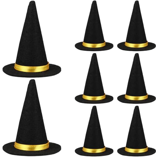FOMIYES 8 Stück Mini Hexenhüte Schwarz Aus Filz Halloween Flaschendeckel Diy Bastelset Haarschmuck Party Dekoration