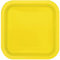 Trimming Shop Lot de 14 Assiettes à Dessert carrées résistantes de 23 cm, Jaune Fluo, Assiettes jetables de 23 cm, Vaisselle en Papier