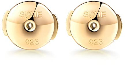 SKAIJEWEL Ohrstecker Verschluss Flach Gold Silber 925 Nickelfrei Hypoallergen Ohrringverschlüsse Rund Ohrring Stecker Antiallergisch Damen Diy 1 Parr (Gold)