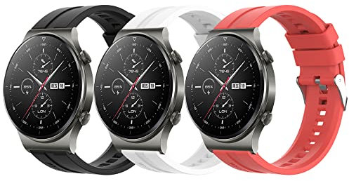 MIJOBS 3PCS Cinturini per Huawei Watch GT 2 Pro Cinturino di Ricambio Compatibile con Orologio Huawei Watch GT3 46mm/GT2 46mm, Huawei Watch 3, Huawei Watch 3 Pro Cinturino in Silicone 22mm Bracciale