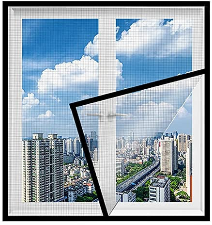Zanzariera 110x155cm (43.3x61in) con nastro adesivo a maglie sottili Rete per insetti con nastro adesivo trasparente Ampio uso Facile da aprire e installare Nero