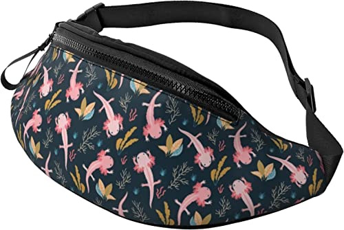 Axolotl Lässige Gürteltasche für Männer und Frauen, Verstellbarer Gürtel, Gürteltasche für Reisen, Wandern, Radfahren, Laufen, Festival, Rave