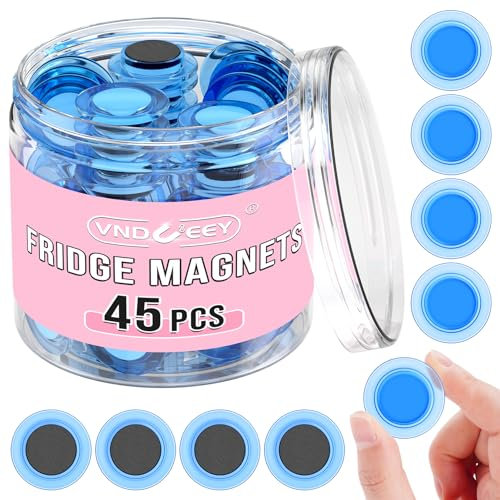 VNDUEEY 45 Pcs Round Whiteboard Magnets, Fridge Magnet, Dry Board Refrigerator Magnets, Magnets Fridge Decorative, Small Magnets Teacher Supplies for School, Home, Office(Blue, 3cm/1.18in)