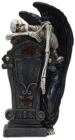 Horror-Shop Trauernder Todesengel am Grabstein mit Rosen 40cm