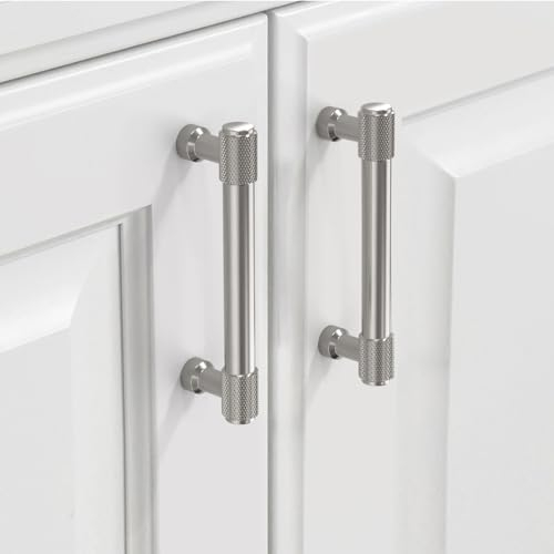 9BUILD 10 Stück Schrankgriffe Gebürsteter Nickel Lochabstand 96mm Griffe für Küchenschränke Gerändelte Möbelgriffe Küchengriffe griffe möbel Küchenschrank Schranktürgriffe EU0046