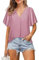 BAWUTZ Camicetta Estiva da Donna, Top e Camicie estive a Maniche Corte, Top Eleganti con Scollo a V drappeggiati, Camicetta Camicia con Scollo a V, Top Eleganti a Maniche Corte (L,Rosa)
