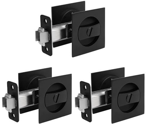 Hundnsney 3 x serratura per porta a scomparsa, hardware per porta a scomparsa contemporanea nera opaca, serratura per porta scorrevole nera