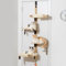MEWOOFUN Estantería de pared versátil de 4 niveles para gatos, puerta de escalada montada en madera, muebles de pared estables con alfombra, 165 cm x 68 cm x 35 cm