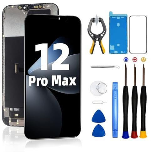 DTD Screen for iPhone 12 PRO Max 6.7 LCD COF Full HD Touch Screen Digitizer Assembly with Full Repair Kit Waterproof Adhesive Screen Protector for A2342, A2410, A2412, A2411