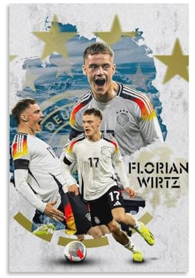 DAGUYS Poster mit Fußballspieler-Motiv Florian Wirtz, Gemälde auf Leinwand, Wandkunst, Poster, Rollbild, Wanddekoration, Heimposter, 60 x 90 cm