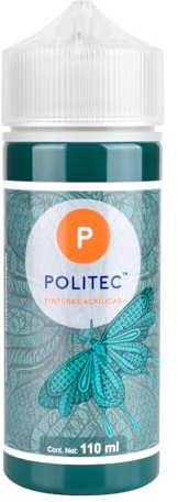 Politec - Pintura Acrílica, Impermeable, Resistente a la Luz, para Lienzos, Tela, Madera, Cristal, Piedras, Pintura textil, Pintura para Lienzo. (Verde Oscuro #306)