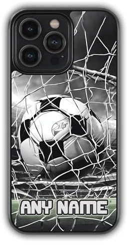 mypetsdirect.co.uk iPhone 12 Personalised Football Phone Case - Custom Name Soccer Ball Cover Compatible for iPhone & Android - Customised Gift for Boys and Girls, Anti-Scratch, Anti-Drop-Shock