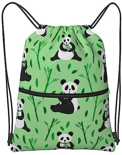 yoyoyosdhs Rucksack mit Kordelzug, verstellbar, niedlicher Cartoon-Panda, Turnbeutel, Sportrucksack für Männer und Frauen, Einkaufen, Yoga, Schwimmen, Reisen, Niedlicher Cartoon Panda, One size