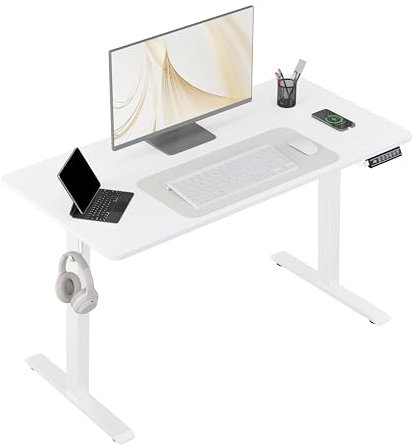 WOLTU Höhenverstellbarer Schreibtisch Elektrisch, Computertisch mit USB-Ladeanschluss und Memory-Funktion, Ideal als Ergonomischer Stehschreibtisch für Homeoffice und Büro, 120x60 cm, Weiß