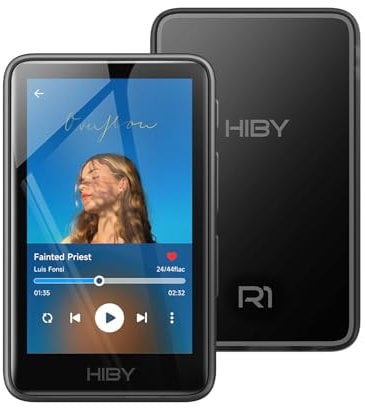 HiBy R1 HiFi MP3 Player mit Bluetooth 5.1 Tidal Qobuz DSD PCM Verlustfreier Musikplayer mit Touchscreen/Hi Res Audio Zertifiziert/MSEB Tuning/2TB Erweiterter Speicher