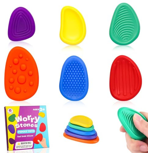 6 Stück Fidget Toys Sensory Stones, Stressabbau Spielzeug Sensorische Stone, Emotional Beruhigendes Spielzeug, Sensory Toys Für Stress, Angst, Adhs & Autismus