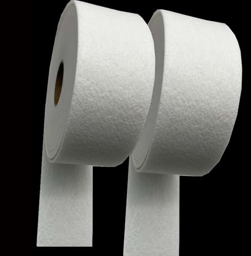 2 Roll Iron-On Fusible Fleece Interfacing,5.6cm x 10m Medium Weight One-Sided Fleece Batting for Bags,Home Decor,Jelly Roll Rugs