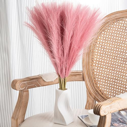 Leuyuee 30PCS Weißes Pampasgras - 55cm Faux Pampasgras Dekoration, trockenblumen künstliches hohes für Hochzeit Blumenarrangement, Party Dekoration, Weihnachten und Haus Dekoration(kräftiges Pink)
