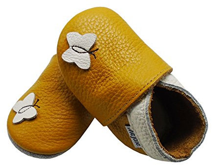 Mejale Weiche Sohle Leder Babyschuhe Lauflernschuhe Krabbelschuhe Kleinkind Kinderschuhe Hausschuhe Karikatur Schmetterling,17/18 EU, Braun,S